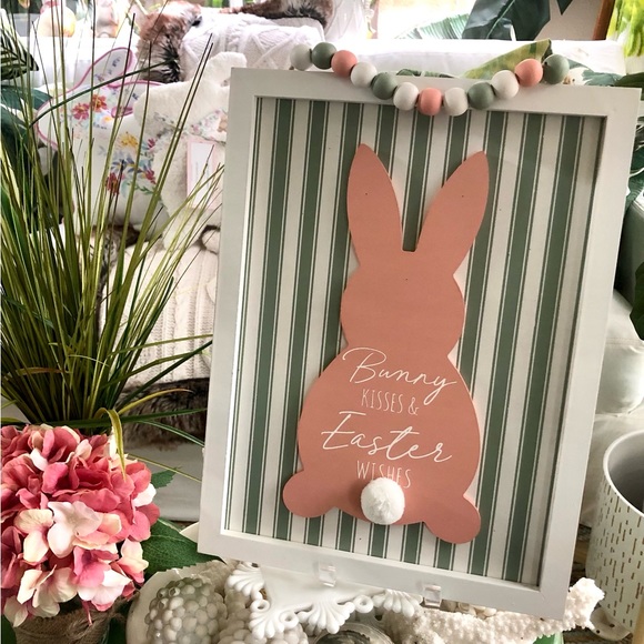 Accents | New Easter Bunny Sign Bunny Kisses Easter Wishes | Poshmark